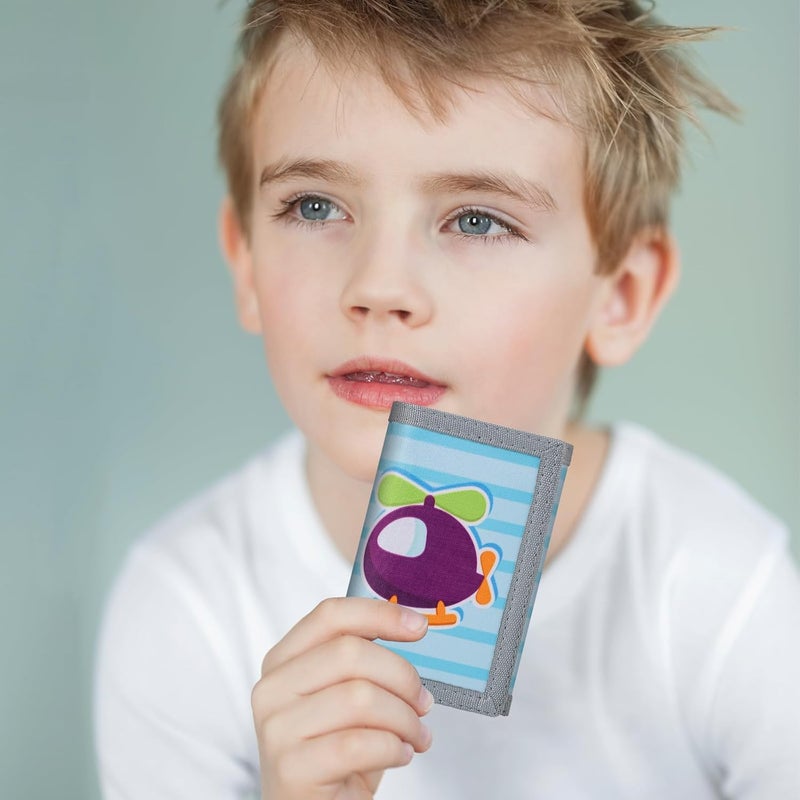 Jonyee Kids Wallet for Boys Girls 3-14, RFID Trifold Novelty Wallet with Zipper and Key Chain, Outdoor Purse with Coin Pocket and ID Window, Card Holders for Toddler Children Gifts -Plane Purple - Image 4